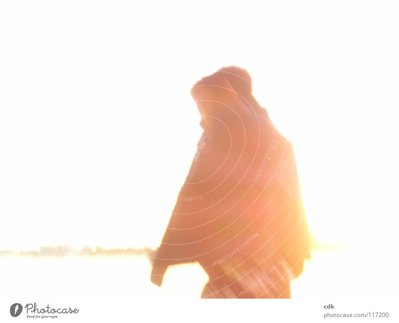 Man in motion | dream sequence | back. Vertical Side Torso Vail Back-light Light Monochrome Red Sunset Overexposure Speed In transit Going Escape