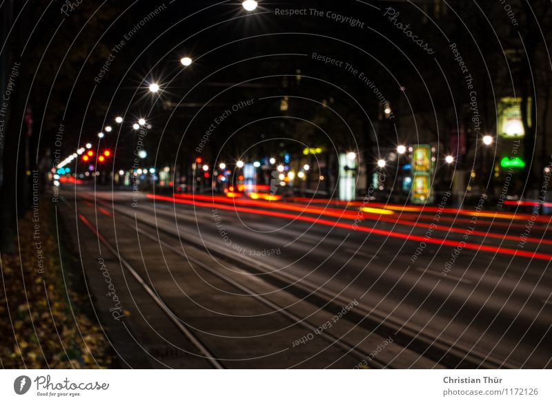 Nightlights Town Capital city Deserted House (Residential Structure) Transport Passenger traffic Road traffic Motoring Street Vehicle Car Observe Driving