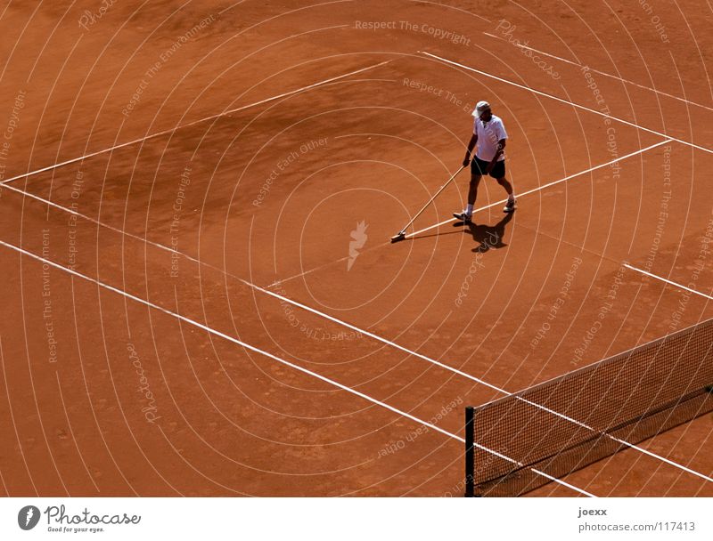 Linear function Border Tidy up Exterior shot Ball sports Broom Brown Spring cleaning Gloomy Right ahead Young man Baseball cap Sweep Man Break Places Cleaning