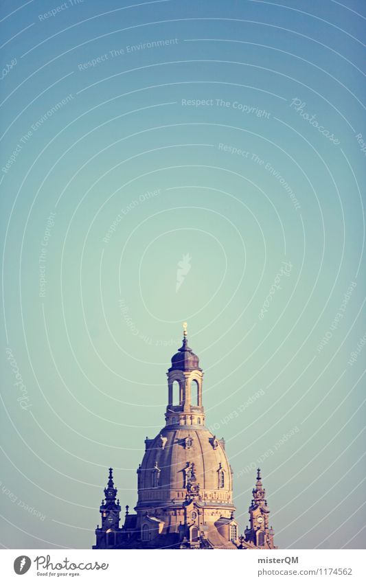 Dresden II Art Esthetic Frauenkirche Town Landmark Elbufer Historic Buildings Baroque Renaissance Culture Cultural monument Church Heaven Blue sky Colour photo