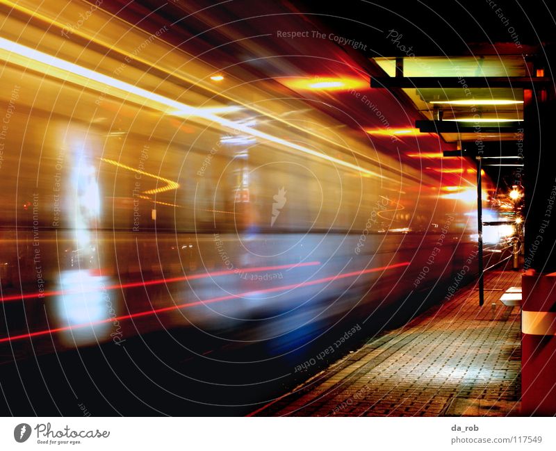 Night train Tram Long exposure Railroad Light Cologne bulb