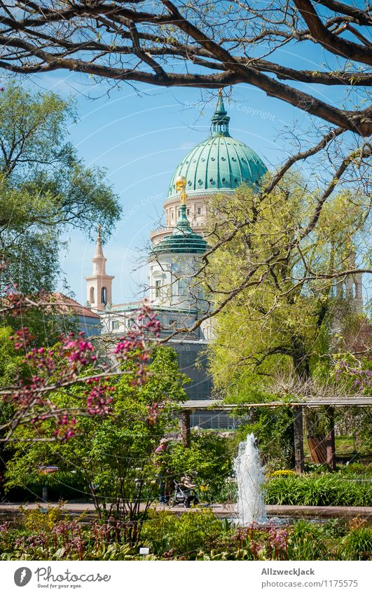 city park idyll Plant Spring Beautiful weather Park Potsdam Town Old town Deserted Church Manmade structures Architecture Tourist Attraction Landmark