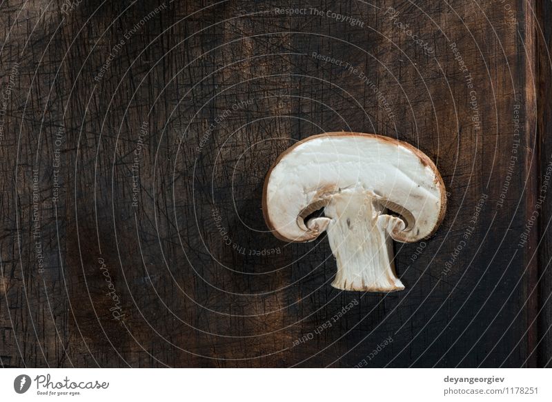 Sliced mushrooms on wooden table Vegetable Nutrition Dinner Vegetarian diet Diet Table Cook Nature Fresh Delicious Natural Brown White Mushroom food healthy