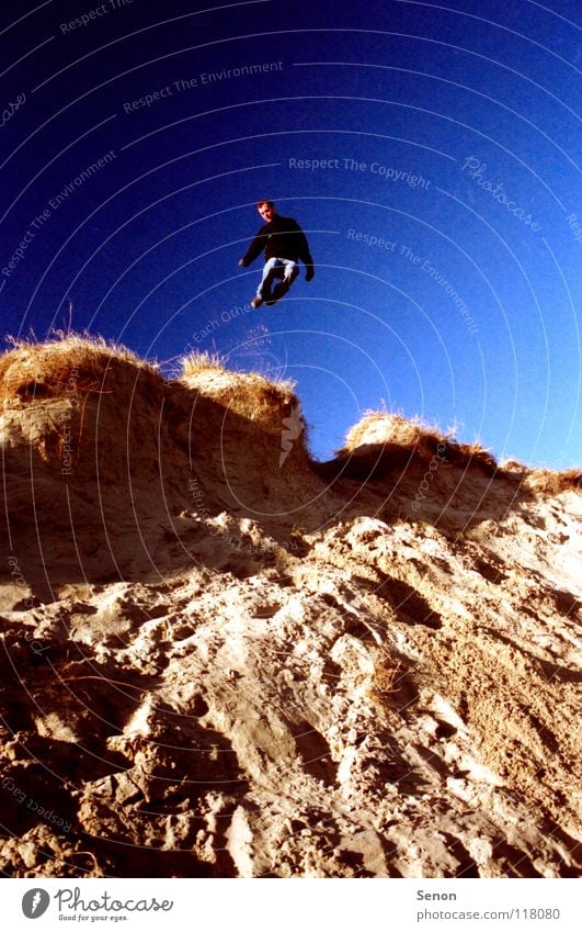 Sandbox Jump Pol-filter Beach Playing Coast Blue sky Movement