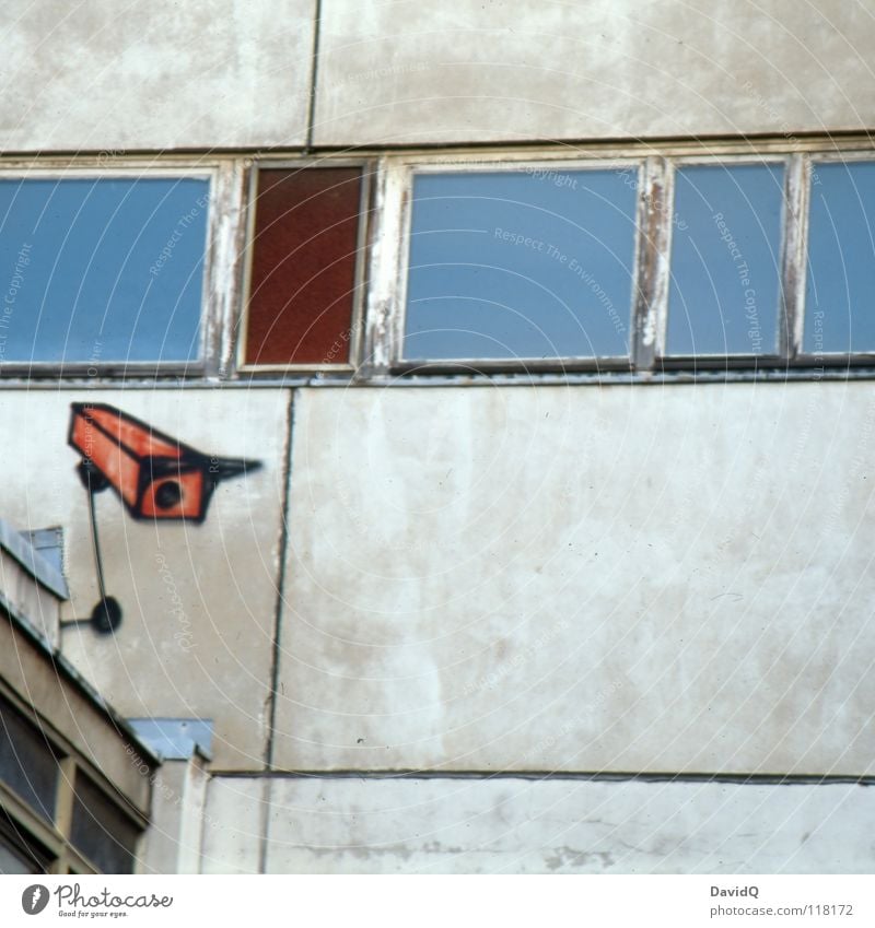 graffiti observations House (Residential Structure) Camera Facade Window Graffiti Observe Might Colour Testing & Control Surveillance Block Wall (building)