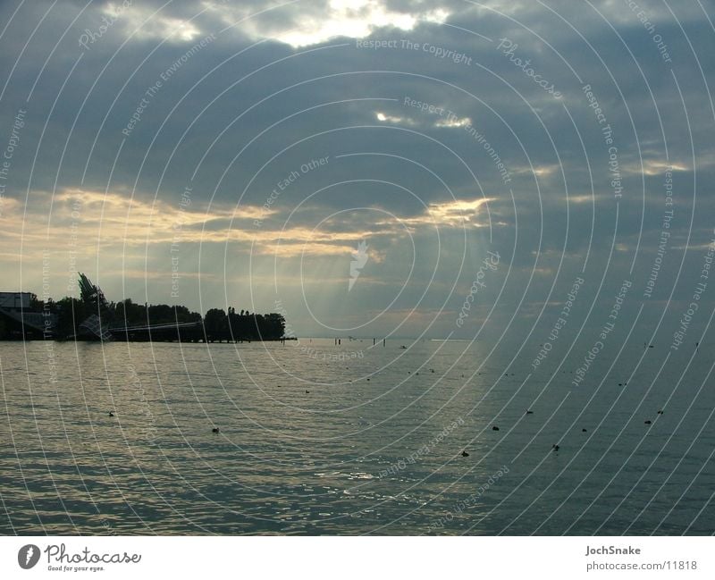 Lake Constance at dusk Twilight Bad weather Clouds Europe Water Sky