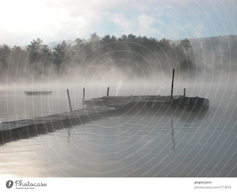 squam lake Lake Fog Footbridge Watercraft Sunrise Landscape USA