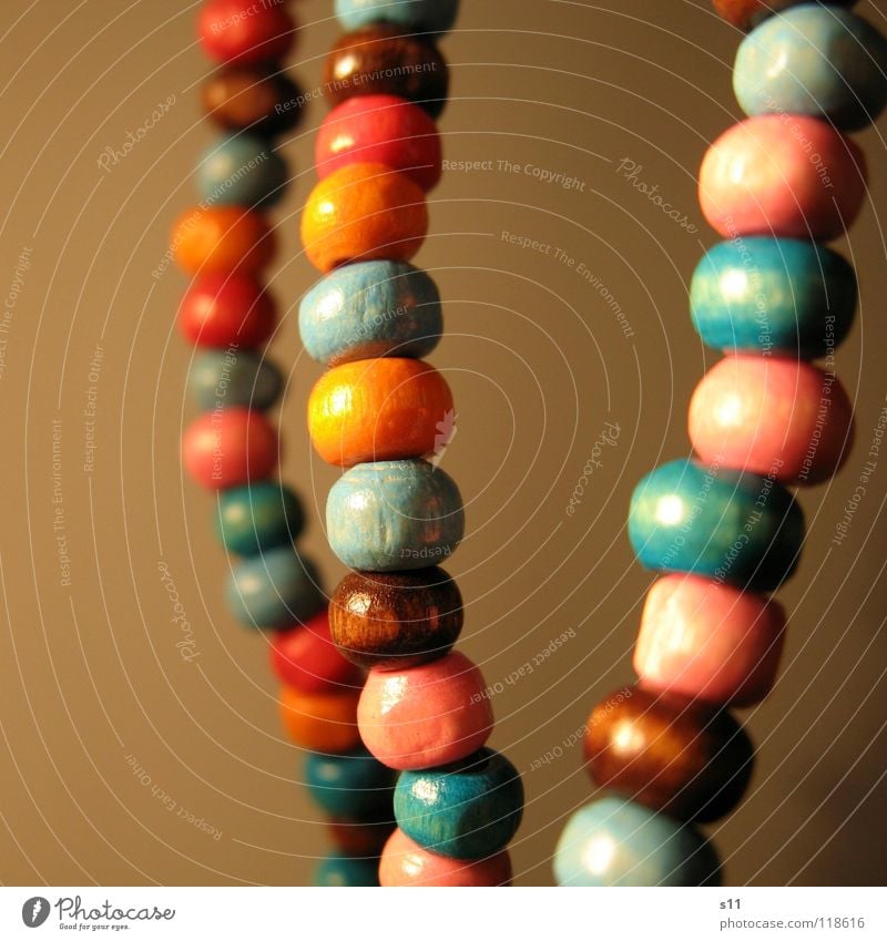 ornamental Luxury Decoration Jewellery Wood Blue Brown Pink Pearl necklace Wooden bead Neck Chain Orange distortion Close-up Macro (Extreme close-up)