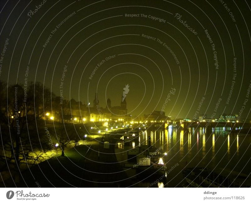 Dresden Night Watercraft Semper Opera terraced Bridge Elbe