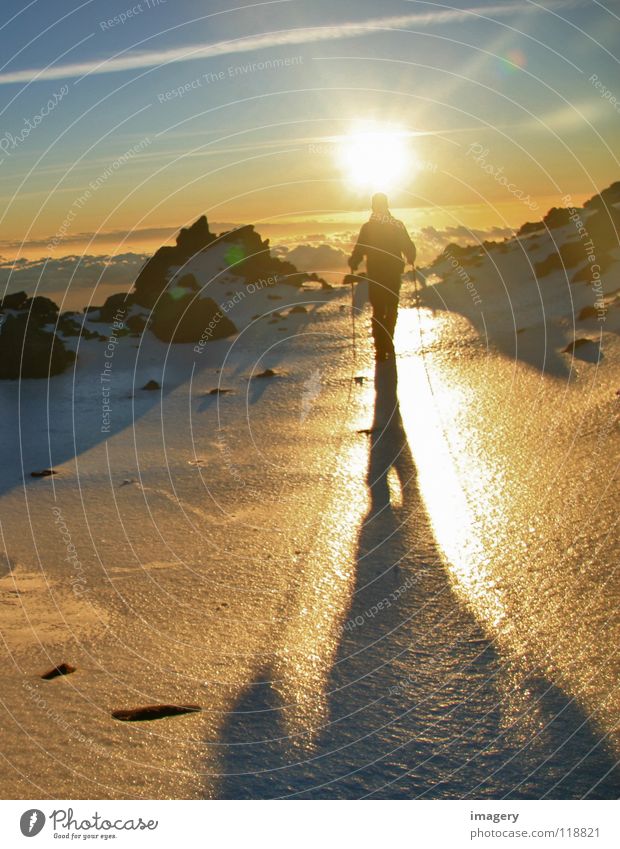 Sunrise at Teide_Part 4 Mountaineering Back-light Go up Success Snow Ice Above Sky Effort Winter sports