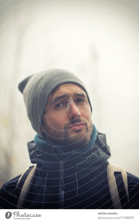 Let's go - adventure! Human being Masculine 1 18 - 30 years Youth (Young adults) Adults Hiking Exterior shot Adventure Wet Bad weather Storm Cap Colour photo