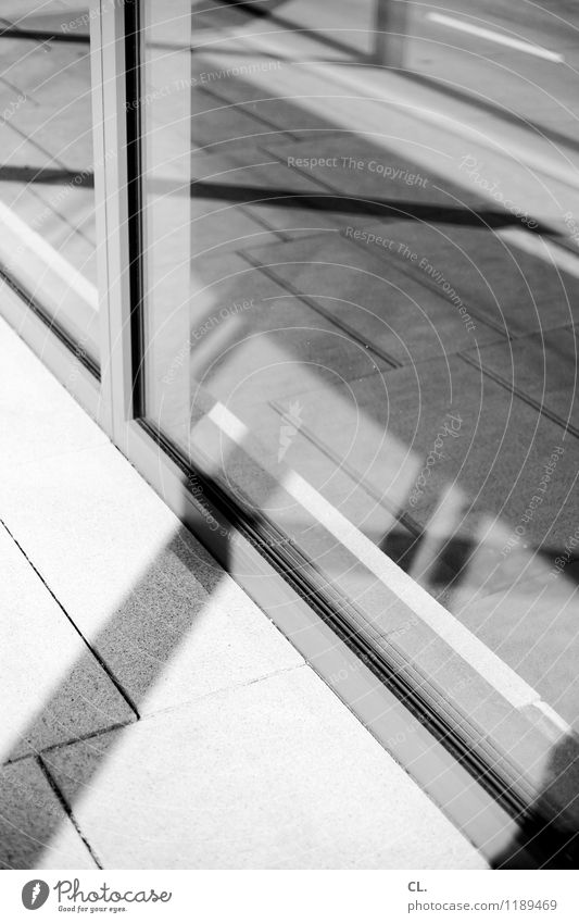 F5 Window Transport Traffic infrastructure Road traffic Street Lanes & trails Ground Line Window pane Sharp-edged Complex Black & white photo Exterior shot