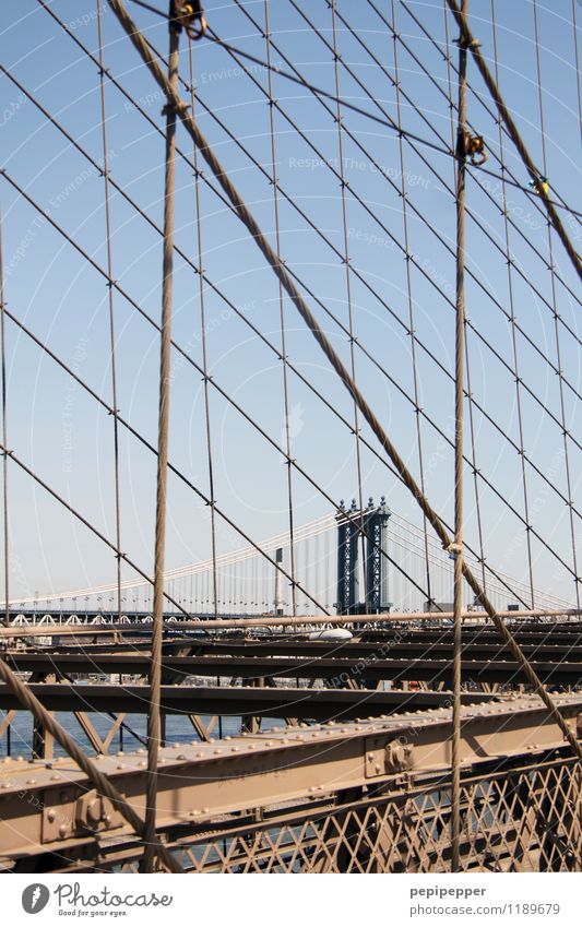 Manhattan Bridge Vacation & Travel Tourism Sightseeing City trip New York City American Flag Capital city Outskirts Skyline Wall (barrier) Wall (building)