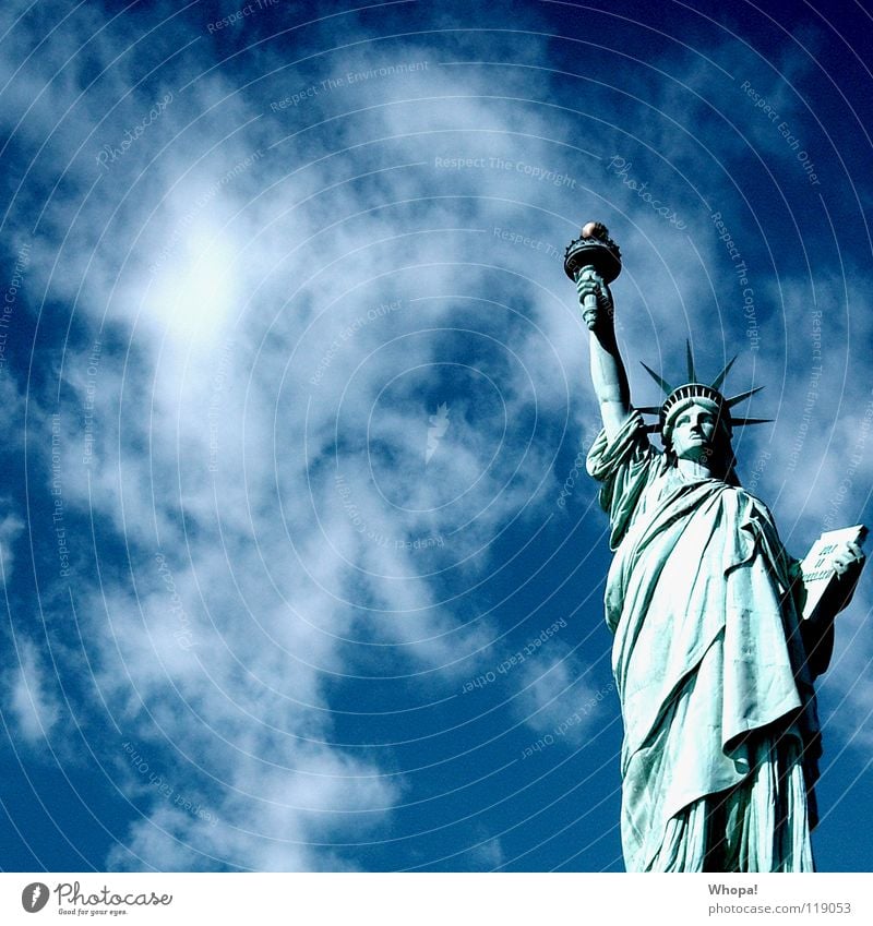 I Love New York II New York City Clouds Light White Landmark Monument Freedom Sky Sun Blue Statue of Liberty