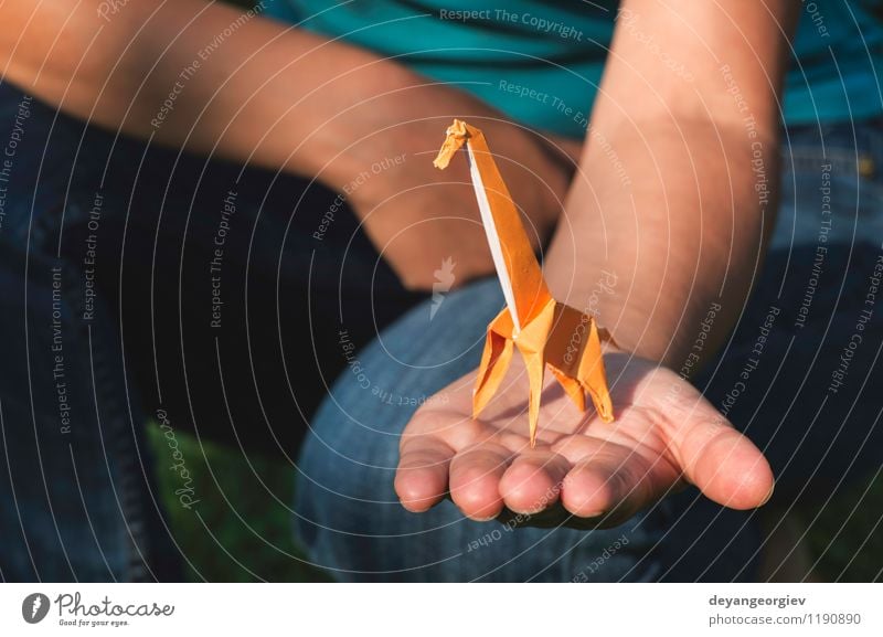 Origami orange color giraffe Design Joy Playing Vacation & Travel Tourism Safari Decoration Craft (trade) Hand Art Zoo Nature Animal Park Paper Toys Natural