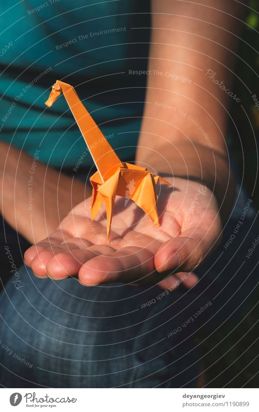 Origami orange color giraffe Design Joy Playing Vacation & Travel Tourism Safari Decoration Craft (trade) Hand Art Zoo Nature Animal Park Paper Toys Natural