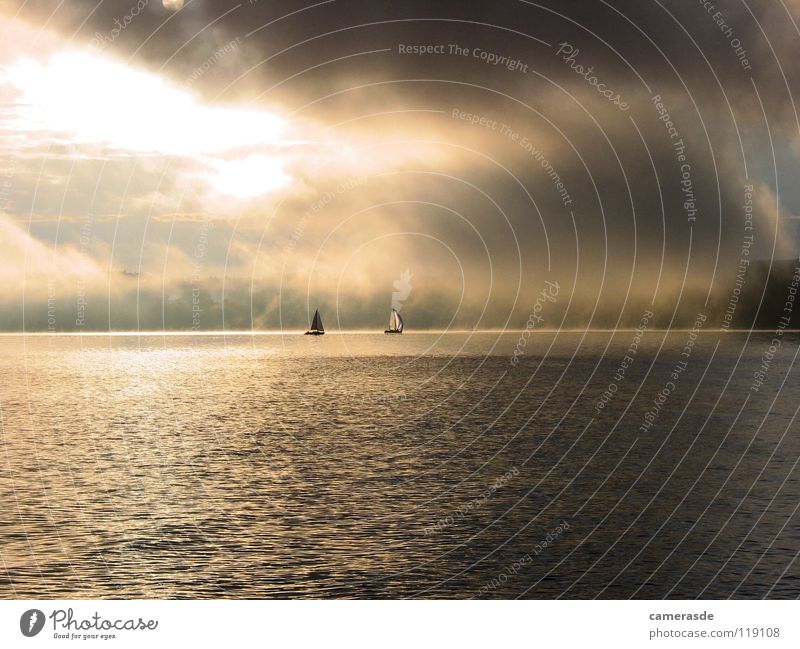 Ammersee 24h Regatta Sunrise Sailing Fog Lake Lake Ammer Clouds Sailboat Sky