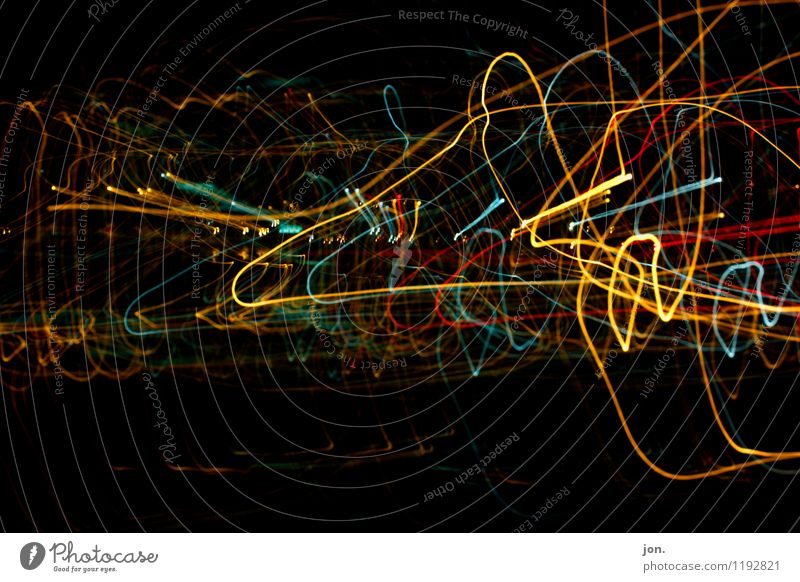 Electric Lights III Lifestyle Night life Going out Feasts & Celebrations Art Work of art Event Shows Sign Graffiti Glittering Blue Multicoloured Yellow Green