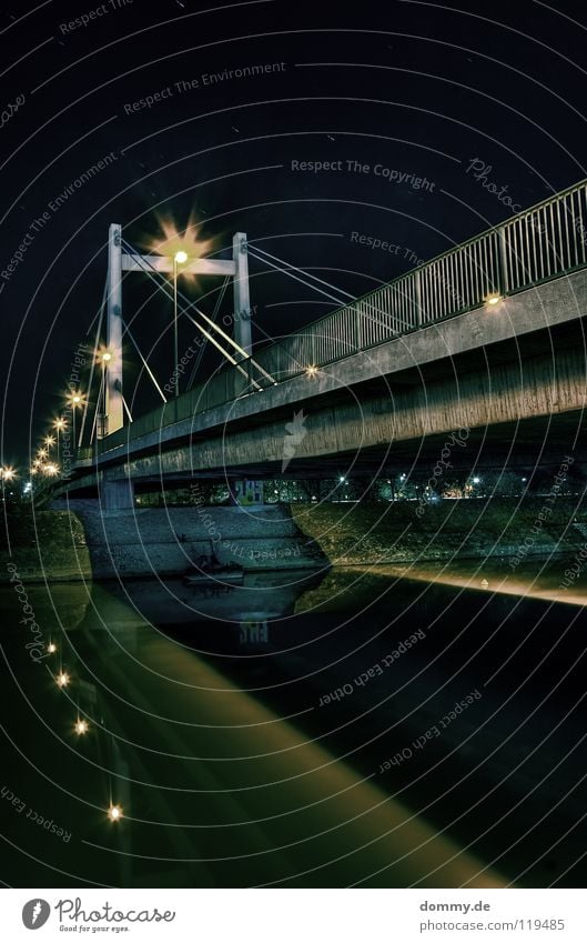 n1 Würzburg Main Column Suspension bridge Steel Concrete Night Dark HDR Light Reflection Mirror Flow Town Long exposure Bridge River Coast Rope DRI Handrail