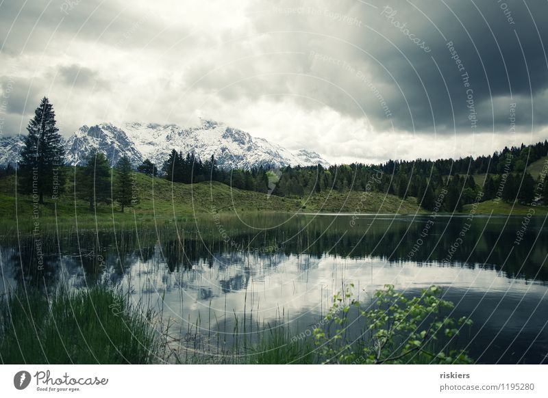 Lake Wilden Environment Nature Landscape Clouds Spring Bad weather Snow Forest Alps Mountain Exceptional Threat Dark Fresh Cold Calm Loneliness Wildensee