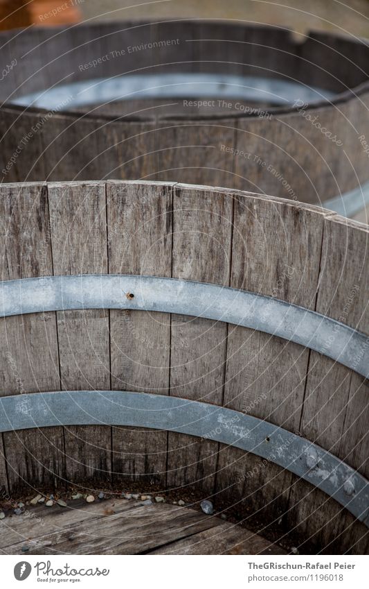 Barrel(ungslos) Wood Brown Black Silver Keg Containers and vessels Circle Wooden board Keep Progress Metal ring 2 Shallow depth of field Colour photo