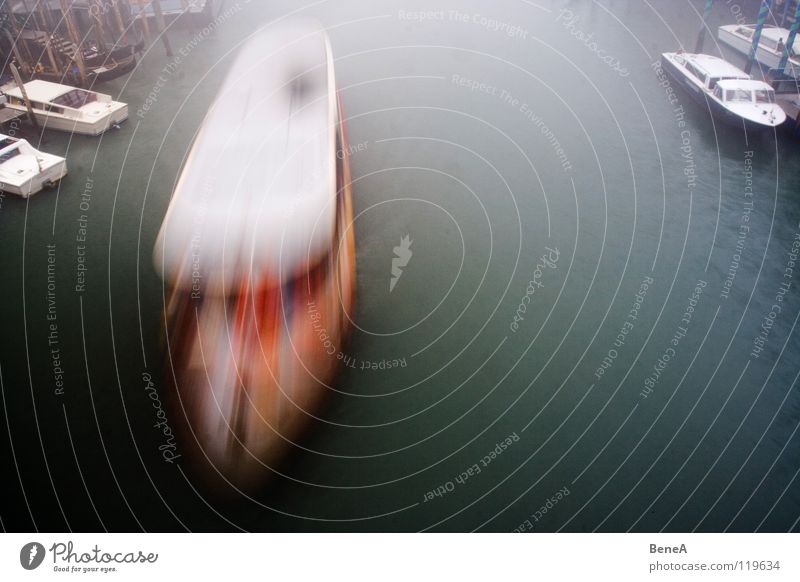 boat trip Watercraft Surface of water Ferry Long exposure Venice Italy Vacation & Travel Calm Speed Light Public transit Transport Harbour River Dynamics