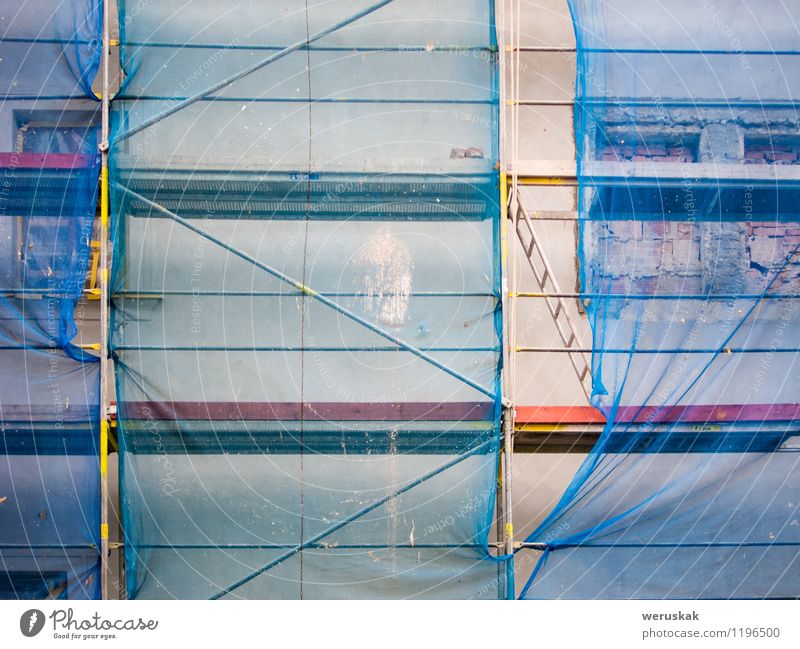 Ladder on a construction site House (Residential Structure) Construction site Town Industrial plant Factory Manmade structures Building Architecture Facade