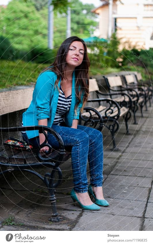 A young woman sitting on a garden bench Young woman Youth (Young adults) Life 18 - 30 years Adults Plant Beautiful weather Tree Park Sofia Bulgaria Bulgarian