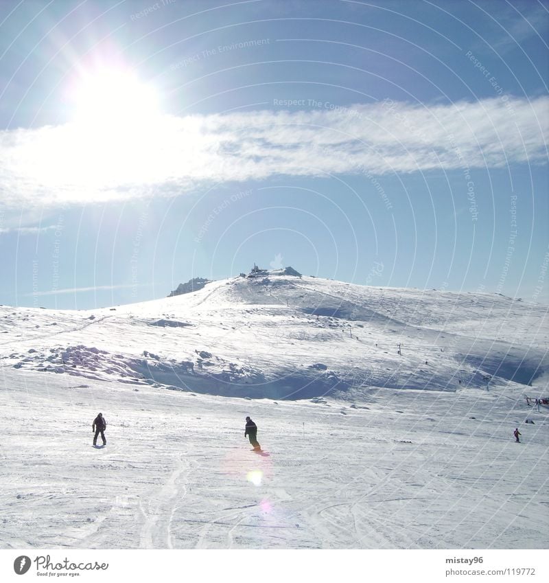 heaven Sky Clouds Joy Winter Mountain sun sunny Skiing blue white Beautiful weather Freedom Nature