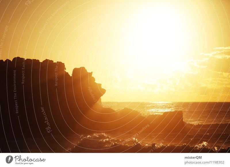 Golden Cliffs. Environment Nature Landscape Adventure Esthetic Contentment Coast Ledge Ocean Sunset Sunlight Sunbeam Sunbathing Solar Power Heaven Sky Skyward