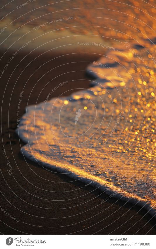 Gold foil. Art Environment Nature Beautiful weather Esthetic Contentment Water Sea water Waves Surf Swell Undulation Wavy line Wave break Romance Dreamily Wet