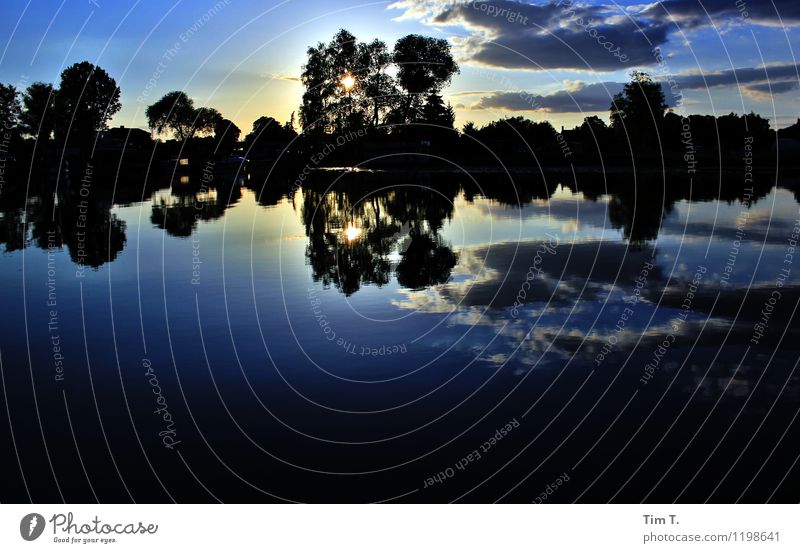 Brandenburg Picture 2 Environment Nature Water Sky Clouds Sunrise Sunset Summer Beautiful weather Lake Beginning Colour photo Exterior shot Morning Dawn Light