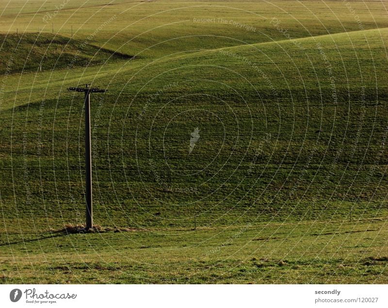 fras-surface Meadow Grass Electricity pylon Green Harmonious Calm Hill Agriculture Aviation Line Alpine foothills