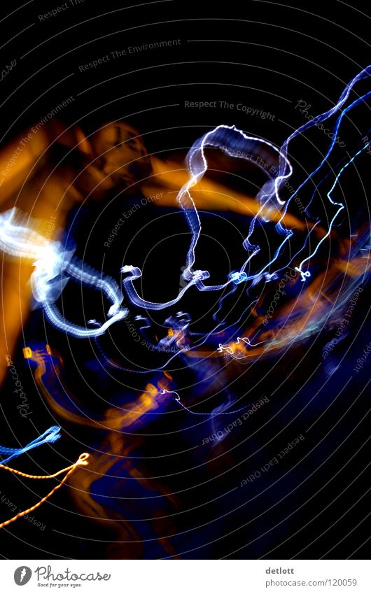 light traces Long exposure Tracer path Abstract Focal distance Black Multicoloured Soul Concentrate Colour Contrast ink ribbon Reflection psychedelic