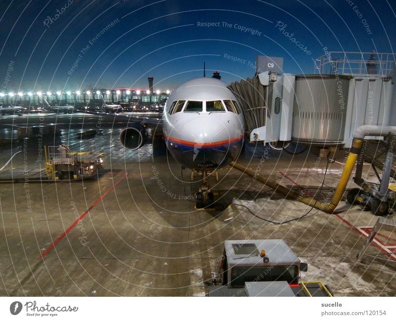 Waiting Airplane Winter Aviation Frontal Still Life Airport Electrical equipment Technology Morning