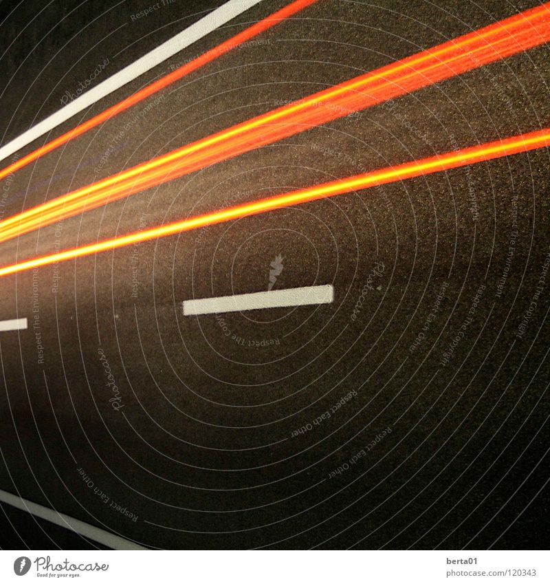 speed of light Highway Stripe White Red Dark Speed Speed of light Tar In transit Traffic infrastructure Street very fast Lawn Captured hot iron