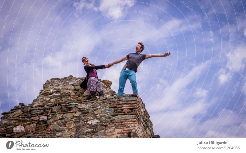 Don't jump! Lifestyle Style Joy Vacation & Travel Trip Adventure Freedom Human being Masculine Feminine Young woman Youth (Young adults) Young man 2