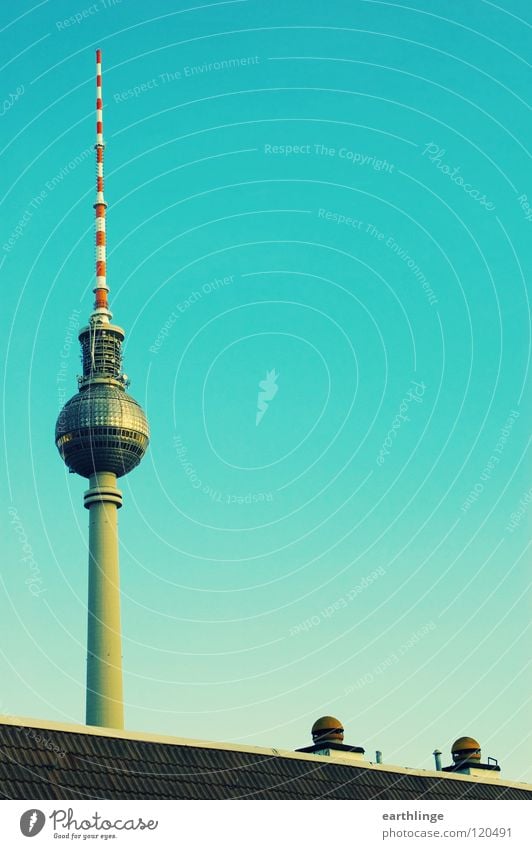 Today: Telespargel Transmitting station Roof Green Ventilation Portrait format Vertical Alexanderplatz Far-off places Colour photo Sublime Eye-catcher