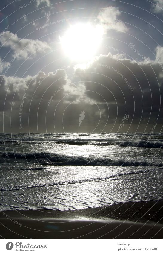 north sea Ocean Waves Sunset Back-light Beach Water North Sea