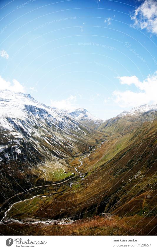 furka pass Switzerland Canton Lake Frozen Restaurant Resting place Fog Clouds High plain Hiking Leisure and hobbies Vacation & Travel Footpath Geology