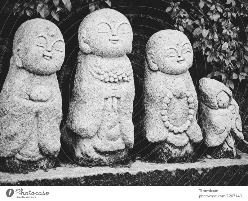 Roadside bringer of happiness. Vacation & Travel Art Environment Japan Lanes & trails Statue Stone Observe Esthetic Exotic Friendliness Gray Black Emotions