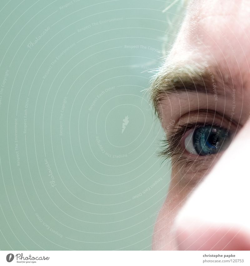 instant Colour photo Close-up Detail Macro (Extreme close-up) Copy Space left Shallow depth of field Half-profile Looking Forward Man Adults Eyes Nose