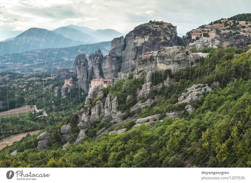 Meteora in Greece Beautiful Vacation & Travel Tourism Summer Mountain Nature Landscape Forest Rock Church Architecture Old Monastery Cliff Vantage point Holy