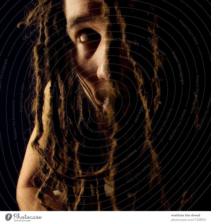 -->IT'S-MI-AGAIN--IST-DA-WER-?<-- Dreadlocks Felt Long Dark Upper body Man Masculine Concealed Facial hair Beard hair Unshaven Light Visual spectacle