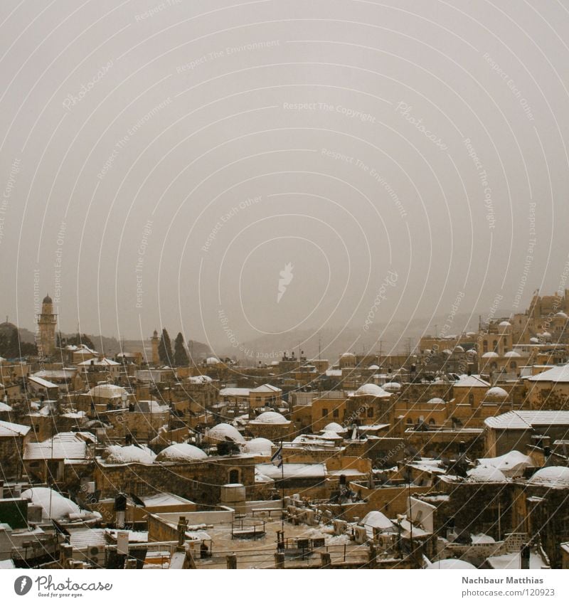 snow in jerusalem West Jerusalem Town Israel House (Residential Structure) Arabia Mount of olives Winter White Snow Old town Weather East Jerusalem Roof