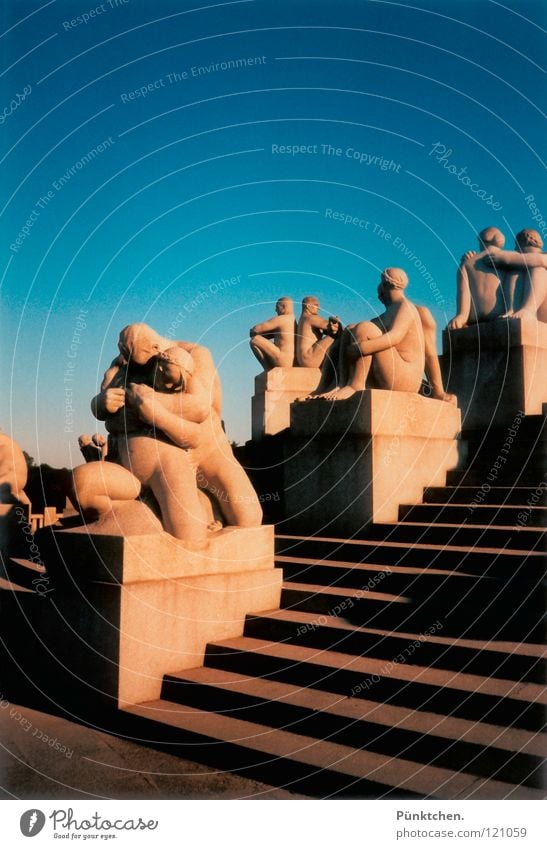 human sculptures Frogner Park Oslo Art Sculpture Vacation & Travel Norway Scandinavia Landmark Monument Europe Sky Tourist Attraction Human being Stone Blue