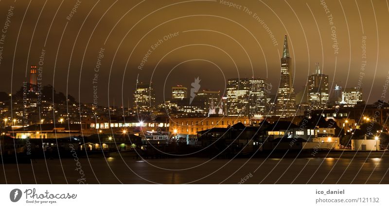 san-francisco@night San Francisco Americas Long exposure Watercraft Dark Night Night shot Clouds Town House (Residential Structure) Beautiful Illuminate Tourism