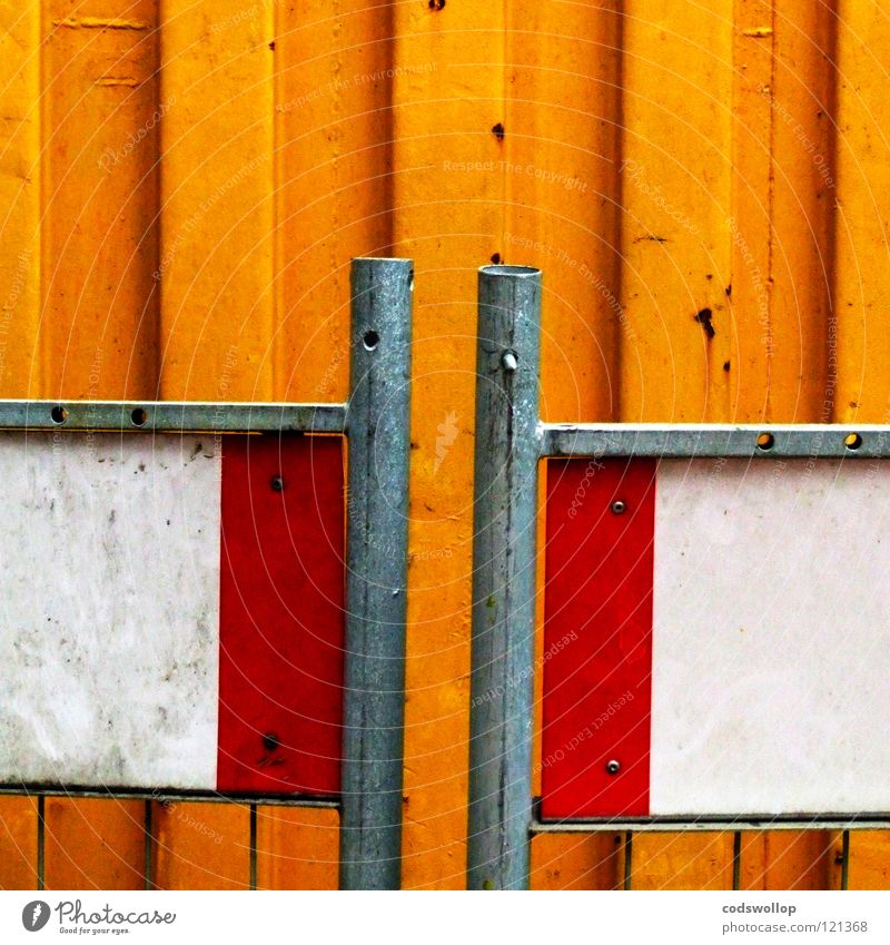 encounter Fence Meeting Safety Construction site Noble Together Red Stripe Rust White Work and employment Road construction Drainage system Encounter Yellow