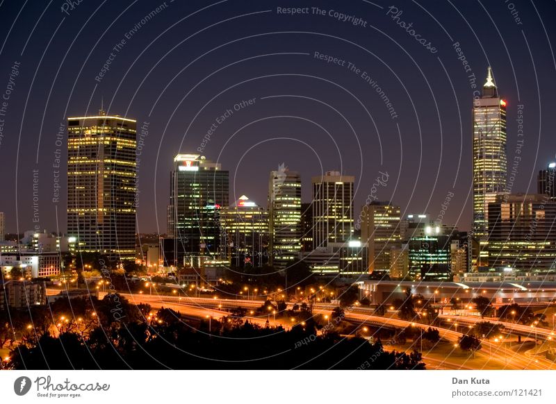 Perth @ night #3 Australia Night Twilight Direct Reflection Mirror Surface Wet High-rise Giddy Fantastic Might Monstrous Gorgeous Dream Night shot Long exposure