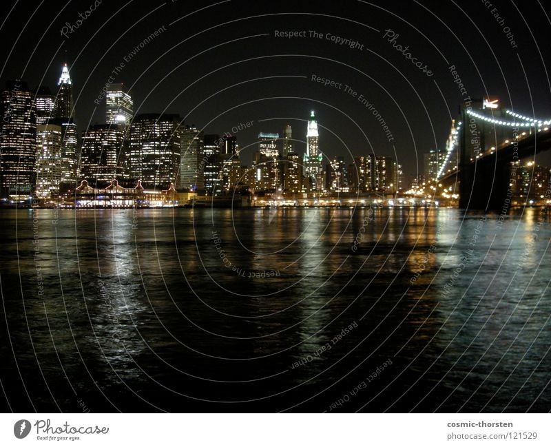 Manhattan at night #2 New York City Night High-rise East River Brooklyn Brooklyn Bridge Jetty Long exposure Skyline Water